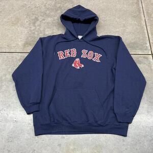vintage boston red sox navy and red majestic hoodie sweatshirt size large
